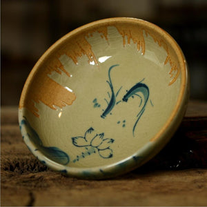 Celadon Porcelain, "Lotus & Fish" Tea Cup, 80cc