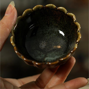 Tenmoku Fancy Rust Glaze Porcelain, Tea Cups, 4 Variations, 50-90cc