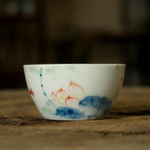 Laden Sie das Bild in den Galerie-Viewer, Blue and White Porcelain with Colorful Painting, Tea Cup, 50cc
