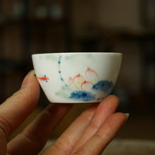 Laden Sie das Bild in den Galerie-Viewer, Blue and White Porcelain with Colorful Painting, Tea Cup, 50cc
