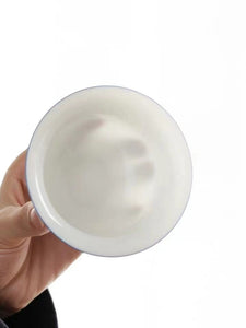 Sweet White Porcelain Gaiwan 120ml  / Pitcher 250ml / Cup 55ml, Blue Circle White Body