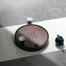 Carica l&#39;immagine nel visualizzatore di Gallery, Bamboo Round Tea Tray with Water Tank 4 Variations