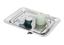 將圖片載入圖庫檢視器 Rectangle Stainless Steel Tea Tray / Saucer / Board with Water Tank and Water Outlet 3 Variations - King Tea Mall