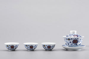Gaiwan "Qing Hua Ci" (Blue and White Porcelain) Twining Lotus Pattern - King Tea Mall
