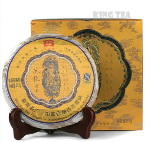 2009 DaYi "Long Zhu" (Dragon Pillar) Cake 357g Puerh Shou Cha Ripe Tea - King Tea Mall