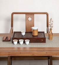 Cargar imagen en el visor de la galería, Bamboo Tea Tray &quot;Sparrow&quot; Board / Saucer with Water Tank, 3 Sizes.