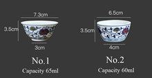 Cargar imagen en el visor de la galería, Tea Cup &quot;Qing Hua Ci&quot; (Blue and White Porcelain) Twining Lotus Pattern - King Tea Mall