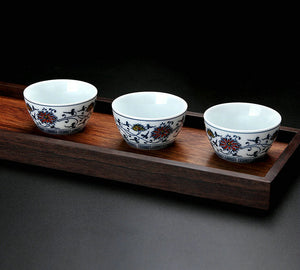 Tea Cup "Qing Hua Ci" (Blue and White Porcelain) Twining Lotus Pattern - King Tea Mall