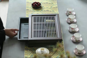 Bamboo Tea Tray with Plastic Water Tank  L37*W26*H7cm - King Tea Mall