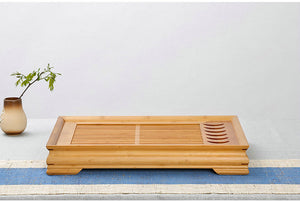 Bamboo Tea Tray / Board / Saucer with Water Tank Two Colors Yellow / Dark - King Tea Mall