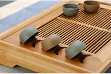 Cargar imagen en el visor de la galería, Bamboo Tea Tray / Board / Saucer with Water Tank Two Colors Yellow / Dark - King Tea Mall