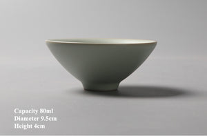 "Ru Yao" Kiln Porcelain, "Dou Li" (Rain Hat) Tea Cup, 80ml