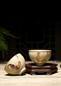 Rough Pottery "Ji Gang Bei" (Rooster Cup) Tea Cup 2 Sets Variations Teawares