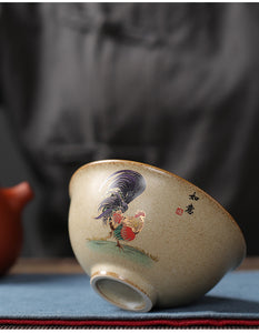 Rough Pottery "Ji Gang Bei" (Rooster Cup) Tea Cup 2 Sets Variations Teawares