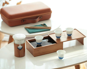Portable Travelling Tea Sets with Bamboo Tea Tray