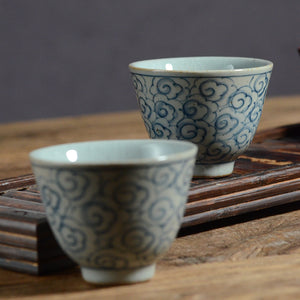 JingDeZhen Qinghua Porcelain "Cloud", Blue & White China, 100cc, Tea Cup
