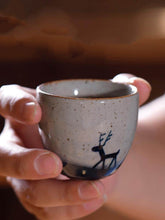 Cargar imagen en el visor de la galería, &quot;Qing Hua Ci&quot; (Blue &amp; White Porcelain) &quot;Deer&quot; Handpaint 80ml, Paint under Glaze, Tea Cup - King Tea Mall