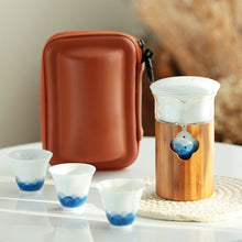 Carica l&#39;immagine nel visualizzatore di Gallery, Portable Traveling Tea Sets, Porcelain &amp; Bamboo &amp; Glass, 5 Variations