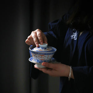 Jingdezhen "Qing Hua Ci" (Blue & White Porcelain) Gaiwan 140 CC /175 CC,  Tea Cup 35 CC, KTM000
