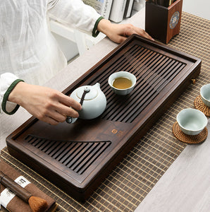 Bamboo Tea Tray with Water Tank 2 Variations Big / Small - King Tea Mall