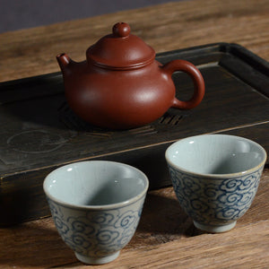 JingDeZhen Qinghua Porcelain "Cloud", Blue & White China, 100cc, Tea Cup