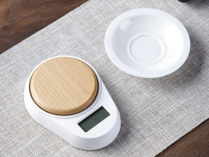 Minimalist Digital Tea Scale with Wood Saucer Option 0.2-500g