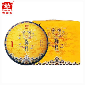 2021 DaYi "Long Zhu" (Dragon Pillar) Cake 357g Puerh Shou Cha Ripe Tea