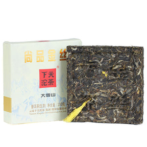2017 XiaGuan "ShangPin JinSi DaXueShan" (Golden Ribbon Big Snow Mountain) Brick 100g Puerh Raw Tea Sheng Cha - King Tea Mall