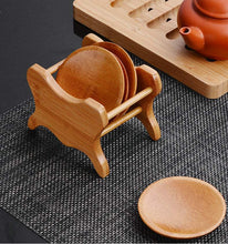 Laden Sie das Bild in den Galerie-Viewer, Bamboo Coaster Tea Cup Mat / Coaster and Stand - King Tea Mall