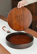 Load image into Gallery viewer, Bamboo Round Tea Tray with Plastic Water Tank 4 Variations - photo 12