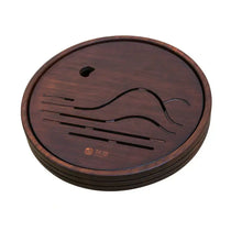 Load image into Gallery viewer, Bamboo Round Tea Tray with Plastic Water Tank 4 Variations - photo 14
