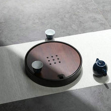 Load image into Gallery viewer, Bamboo Round Tea Tray with Plastic Water Tank 4 Variations - photo 16