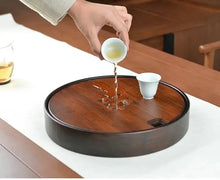 Load image into Gallery viewer, Bamboo Round Tea Tray with Plastic Water Tank 4 Variations - photo 8