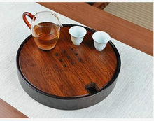 Load image into Gallery viewer, Bamboo Round Tea Tray with Plastic Water Tank 4 Variations - photo 9