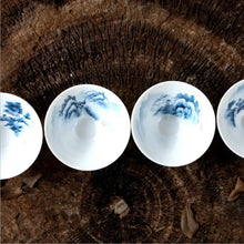 Load image into Gallery viewer, Blue and White Porcelain, 2 Kinds of Tea Cups, 40cc*4pcs, Geng Du Yu Qiao - photo 3