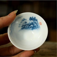 Load image into Gallery viewer, Blue and White Porcelain, 2 Kinds of Tea Cups, 40cc*4pcs, Geng Du Yu Qiao - photo 5