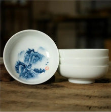 Load image into Gallery viewer, Blue and White Porcelain, 2 Kinds of Tea Cups, 40cc*4pcs, Geng Du Yu Qiao - photo 7
