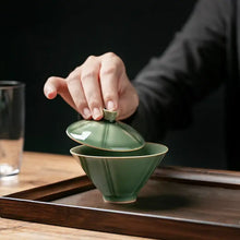 Load image into Gallery viewer, Handmade Yue Kiln Green Porcelain 100ml "Gai Wan",  50ml "Tea Cup" Gaiwan teacup tea wares teasers gongfu tea 