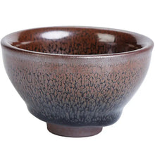 Load image into Gallery viewer, Jian Zhan style Chinese tea cup with brown and black crackle glaze pattern