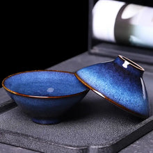 Load image into Gallery viewer, JUN Kiln Porcelain Rabbit Hair Blue Tea Cup 70ml, 125ml, 200ml, 3 Variations. - photo 2