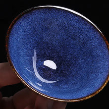 Load image into Gallery viewer, JUN Kiln Porcelain Rabbit Hair Blue Tea Cup 70ml, 125ml, 200ml, 3 Variations. - photo 5