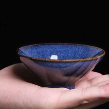 Load image into Gallery viewer, JUN Kiln Porcelain Rabbit Hair Blue Tea Cup 70ml, 125ml, 200ml, 3 Variations. - photo 7