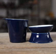 Load image into Gallery viewer, Ocean Blue Glaze GongDaoBei Ceramic Pitcher, 150cc, Strainer / Filter