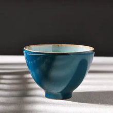 Load image into Gallery viewer, Peacock Green Glazed Porcelain Tea Cup, 75ml, Chinese Gongfu Teaware. - King Tea Mall