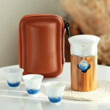 將圖片載入圖庫檢視器 Portable Traveling Tea Sets, Porcelain &amp; Bamboo &amp; Glass, 5 Variations