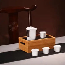 將圖片載入圖庫檢視器 Portable Traveling Tea Sets with Bamboo Tea Tray Box One Pot + 4 Cups