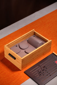 Portable Traveling Tea Sets with Bamboo Tea Tray Box "One Pot + 4 Cups"