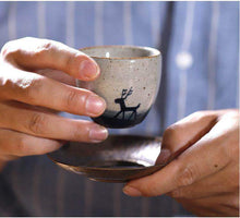 Load image into Gallery viewer, "Qing Hua Ci" (Blue &amp; White Porcelain) "Deer" Handpaint 80ml, Paint under Glaze, Tea Cup - King Tea Mall