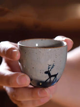 Load image into Gallery viewer, "Qing Hua Ci" (Blue &amp; White Porcelain) "Deer" Handpaint 80ml, Paint under Glaze, Tea Cup - King Tea Mall