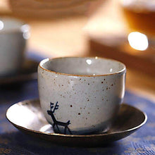 Load image into Gallery viewer, "Qing Hua Ci" (Blue &amp; White Porcelain) "Deer" Handpaint 80ml, Paint under Glaze, Tea Cup - King Tea Mall